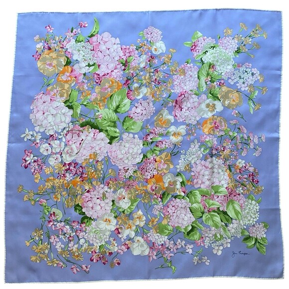 Jim Thompson Silk Scarf Square 32" Multicolor Hydrangea Floral Romantic Dainty - Picture 1 of 12